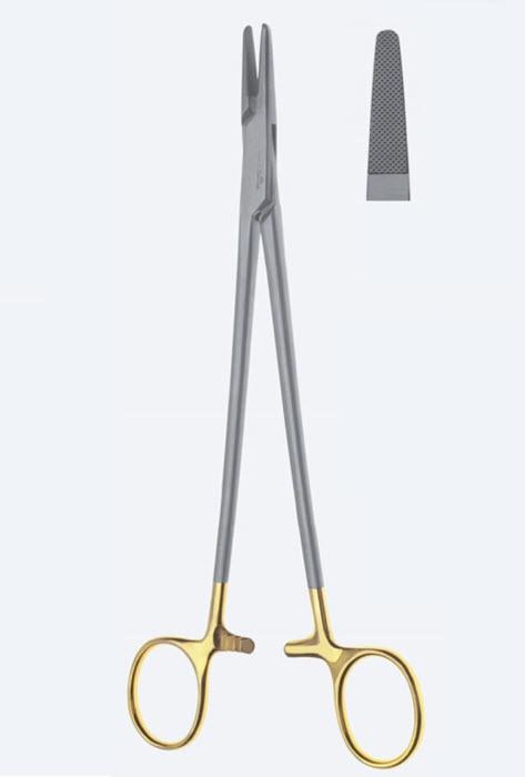 Голкотримачі Hegar, Power TC, прямі, для ниток 2/0 - 5/0, насічка 0,5, з кремальєрою, загальна довжина 180 мм. Бренд - Asanus Medizintechnik Gmb, Німеччина